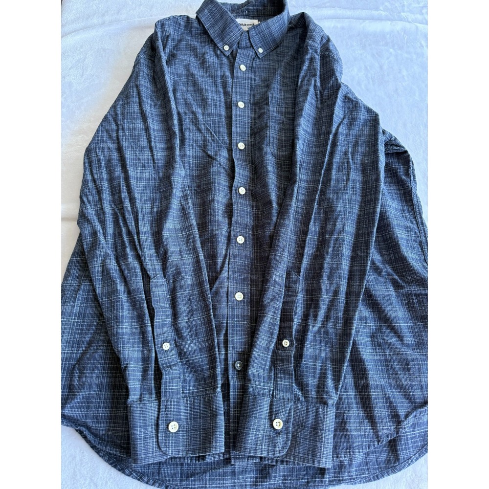 Taylor Stitch Jack Shirt Mens Large 46 Blue Plaid Button Up Organic Cotton Work - Picture 10 of 11